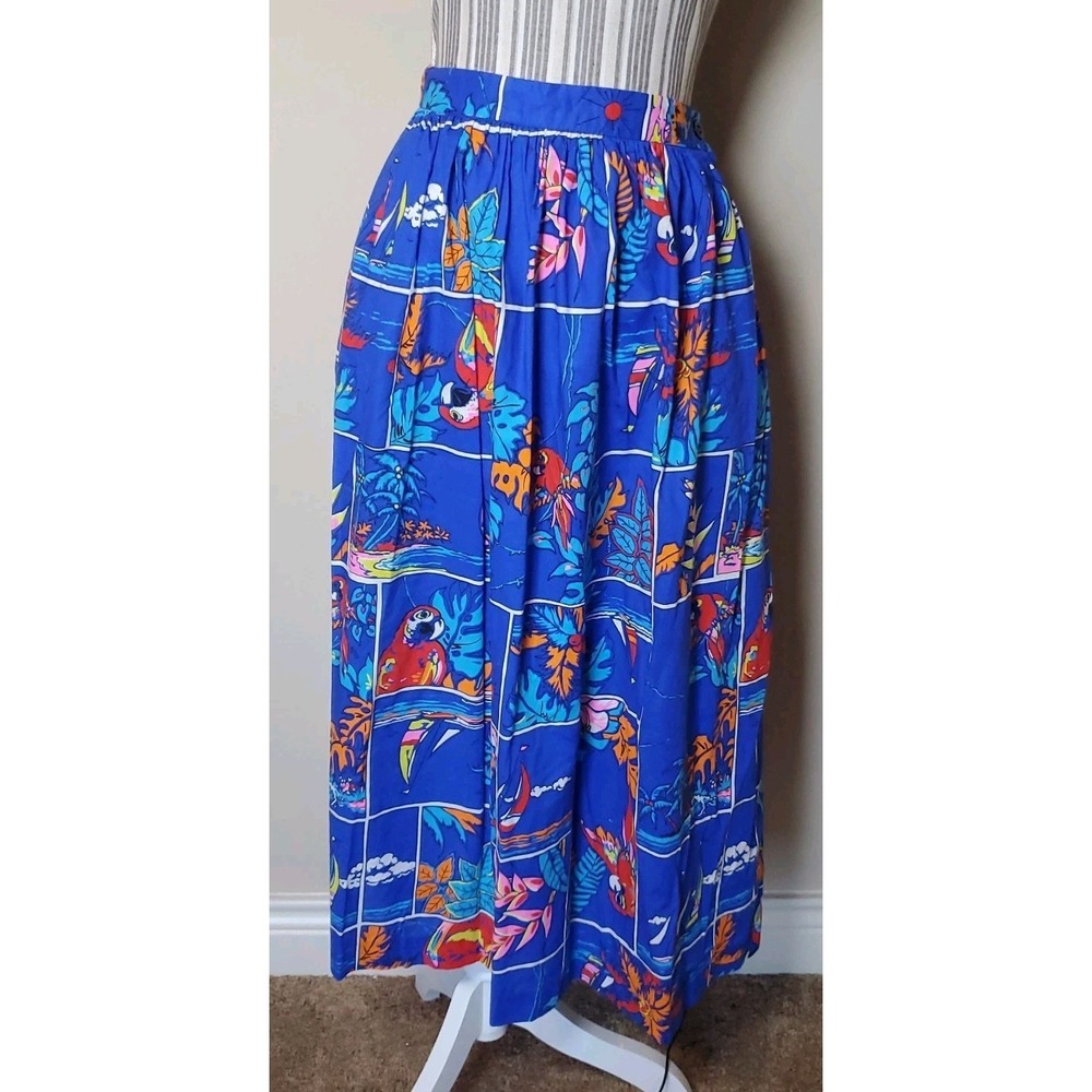 VTG Catherine Carr‎ Skirt Island Hawaii Print Cotton Midi  Beach Vintage Sz 6